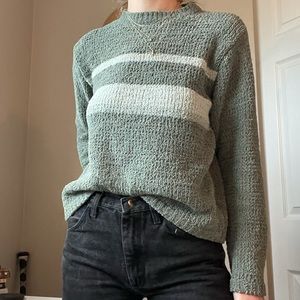 Green Stripe Crewneck Sweater